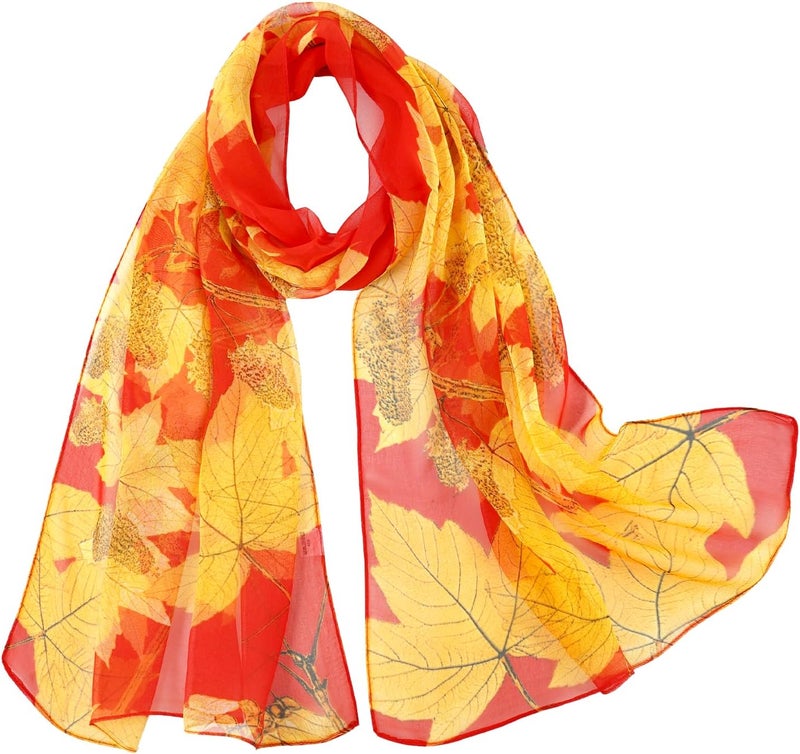 E-Clover Women Soft Floral Print Shawl Chiffon Sheer Scarf - Image 1
